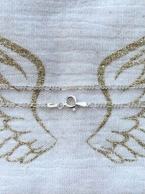 Dainty Sterling Silver Figaro Chain Necklace - 18”